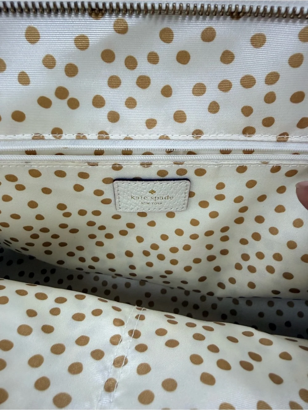 kate spade Cream Woven Dome Tote with White Trim